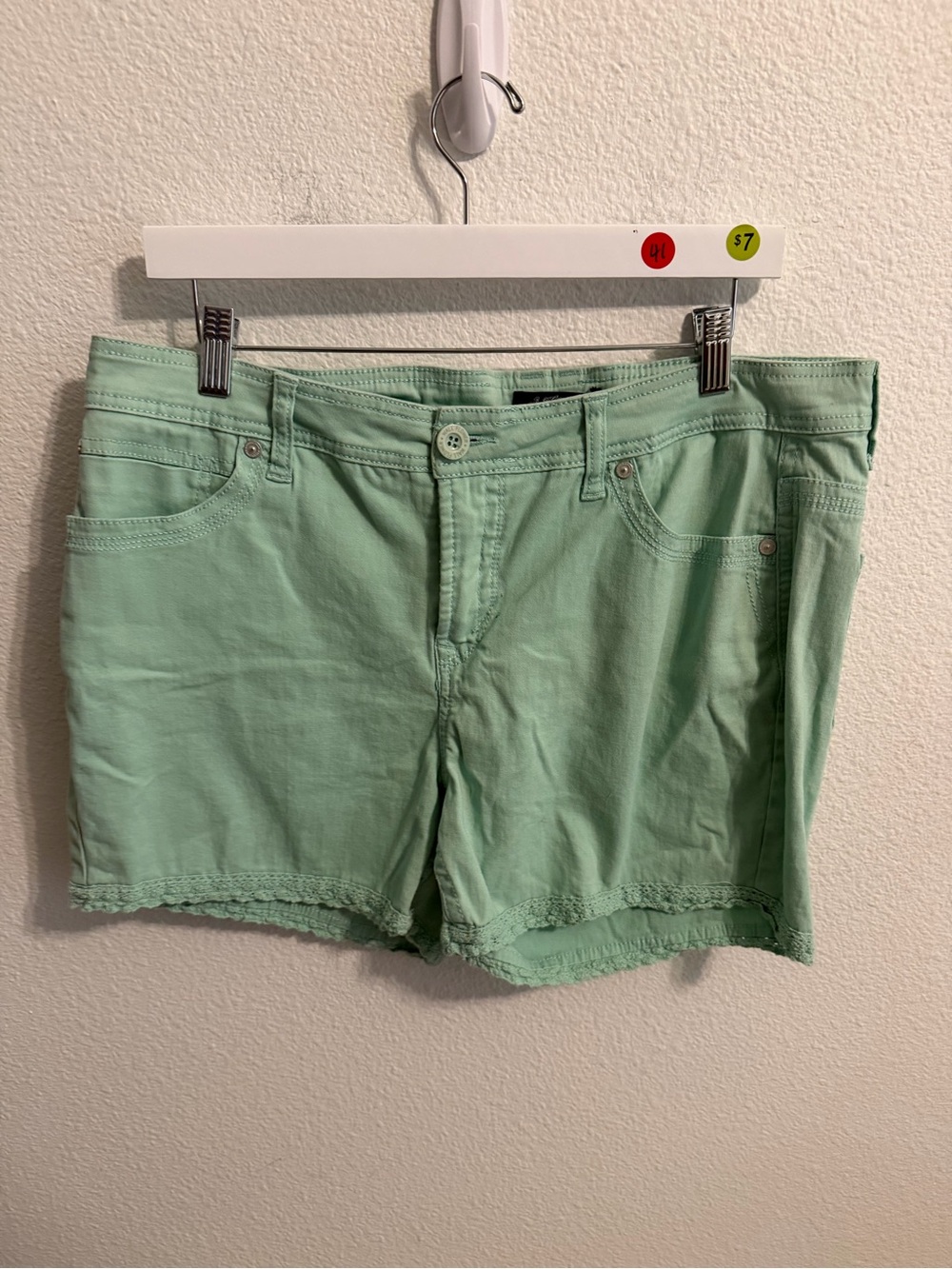 Wallflower Mint Green Denim Lace-Trim Shorts